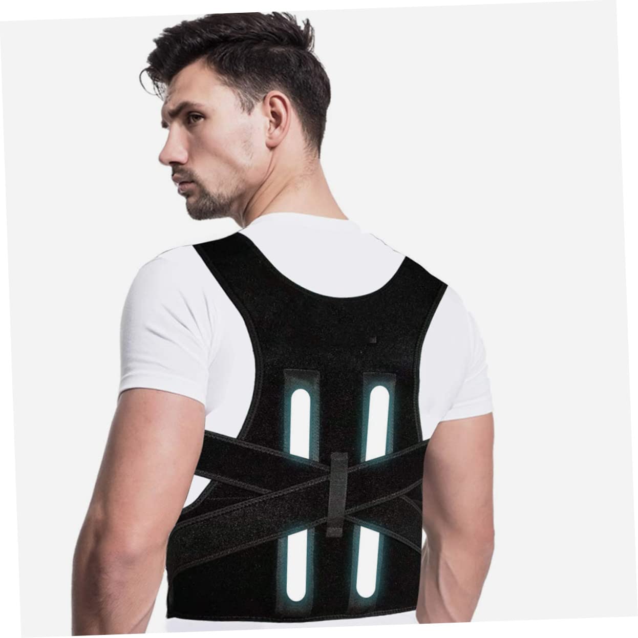 Correttore Posturale Intelligente Raddrizzatore Professionale Regolabile la Schiena Fascia Ok Nero Confortevole per Postura Migliorata per Ufficio e Sport
