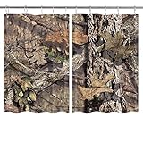 JAWO Camo Hunting Kitchen Curtains, Mossy and Oak Camouflage Patterns Kitchen Window Curtain with 10