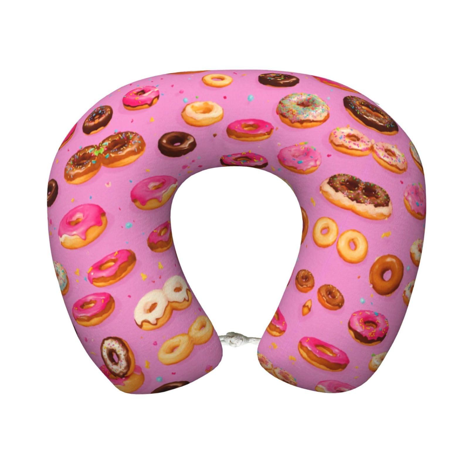 XingFox Donut Print Custom U-Shaped Travel Pillow,Memory Foam Cervical Neck Pillow,for Napping,Plane,Car,Home,Office