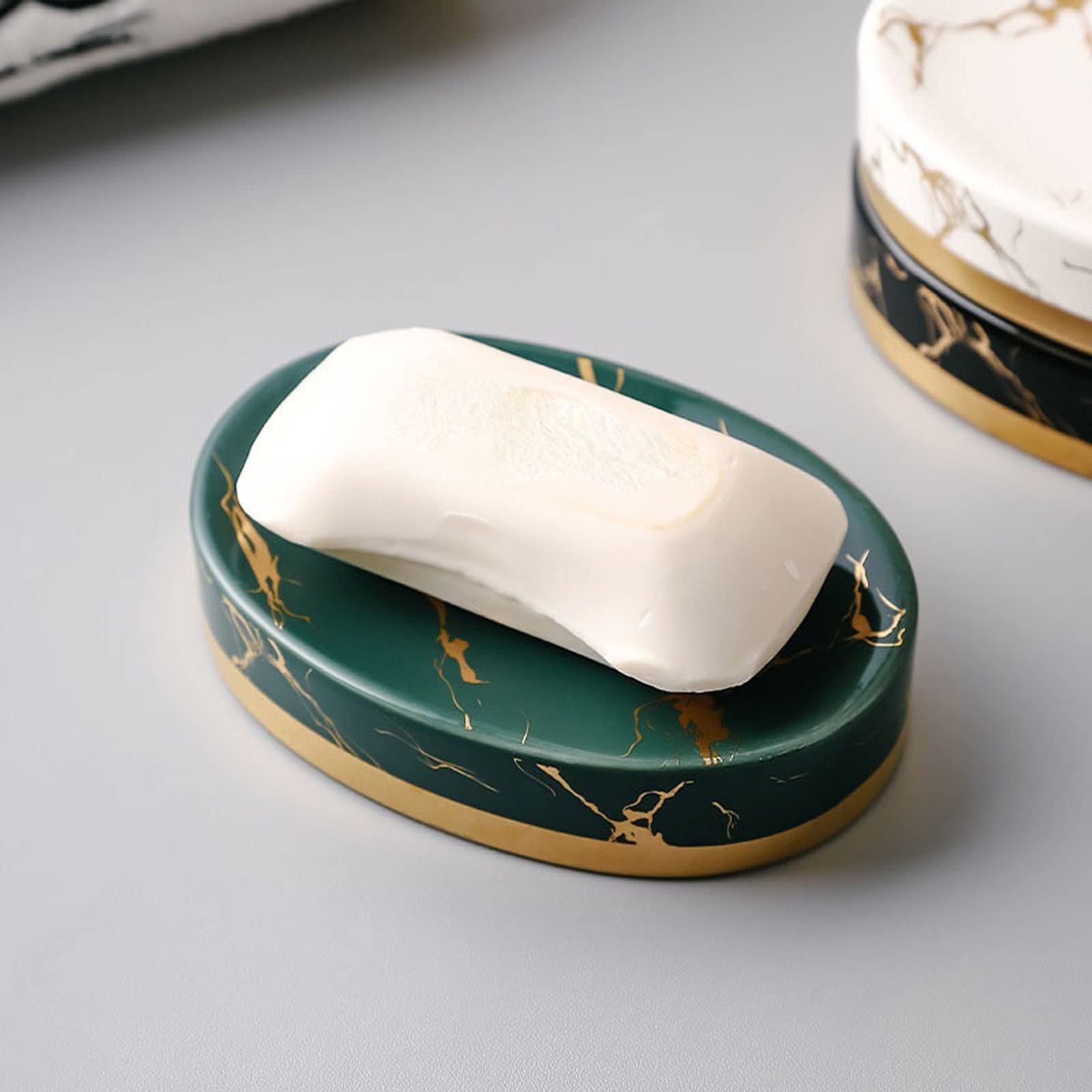 Jabonera de cerámica Jaspeada para baño, artículos de Almacenamiento de jabón para baño de Hotel y Restaurante, decoración de baño, jabonera para el hogar