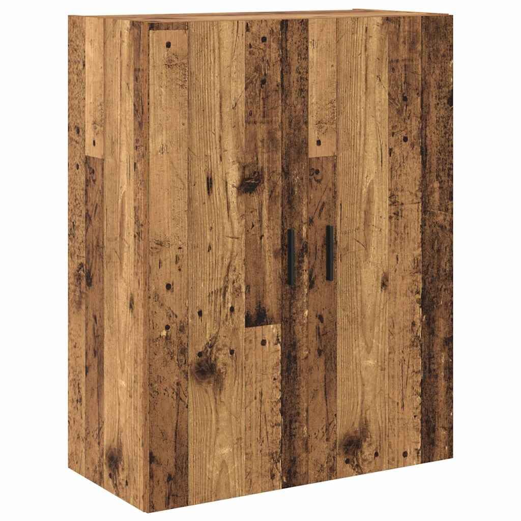 Credenza 2 pezzi legno vecchio 69,5 x 34 x 180 cm mobile buffet moderno con ante ripiani e maniglie in ferro per soggiorno, sala da pranzo o ingresso
