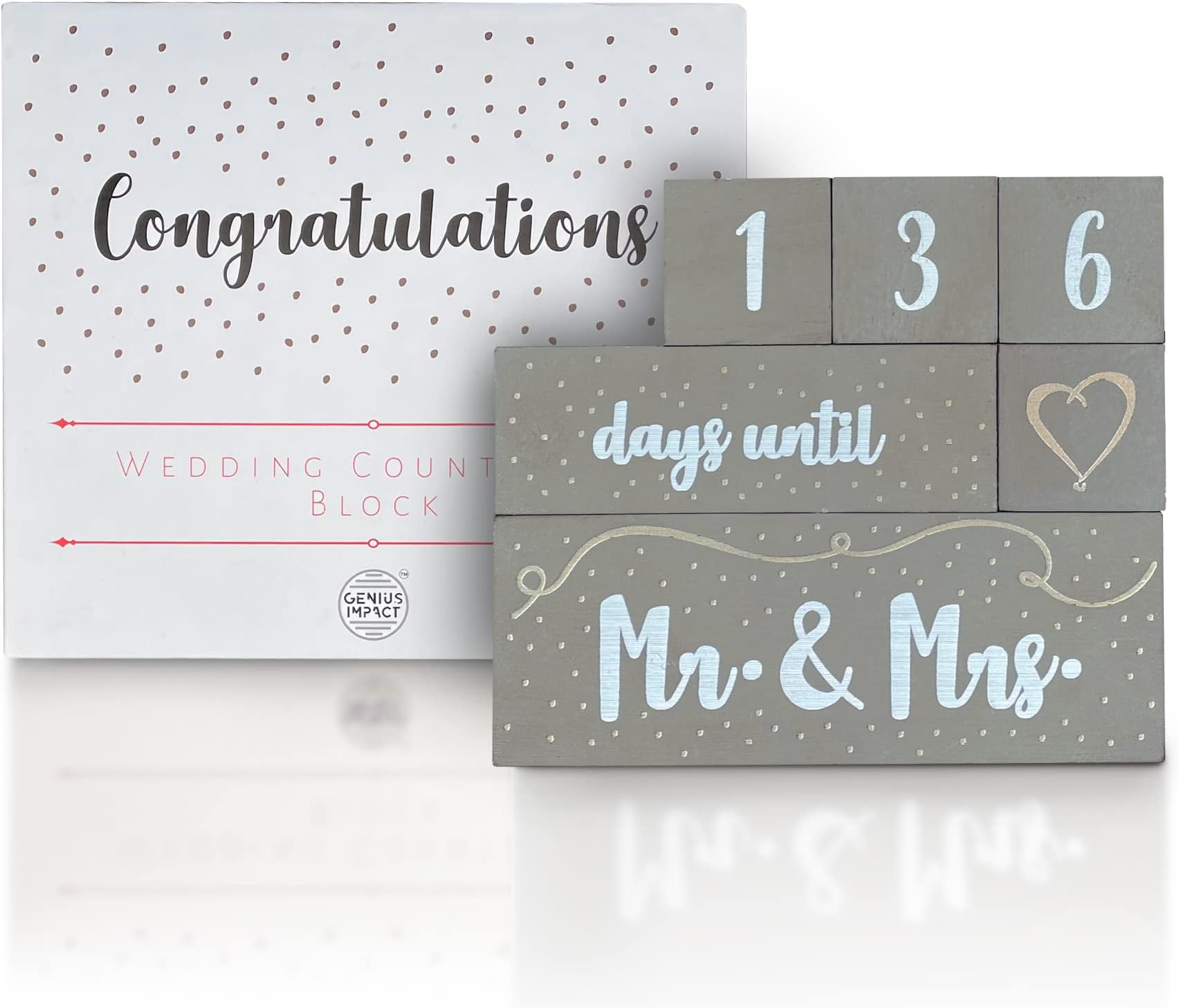 Wedding Countdown Block Calendar , Engagement Gift For Couples Unique, Engaged Gifts For Her, Gifts For Newly Engaged Friend, Bride To Be Gifts For Her, Engagement Gifts For Women (grey)