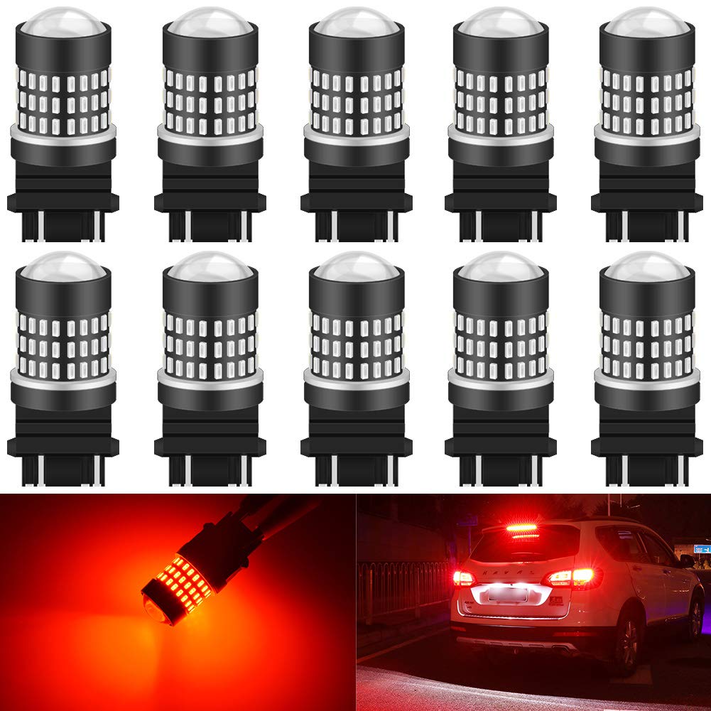KATUR 3157 3047 3057 3155 3156 żarówka LED 900 lumenów 3014 78SMD żarówki LED do kierunkowskazu hamowania, cofania, cofania, światło cofania, błyszcząca, czerwona (10 sztuk)