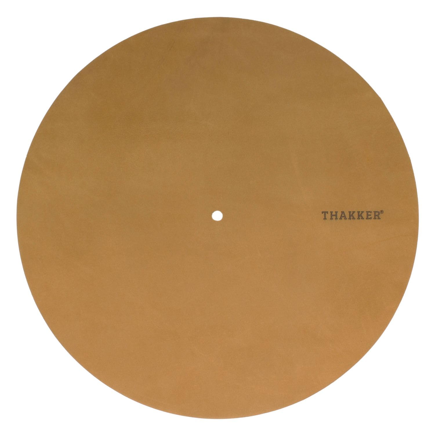 THAKKER Nubuck Leather Mat - Cognac Brown - Plateau de Disque en Cuir Nubuck véritable - Marron | 1,8-2mm d'épaisseur | 295mm de diamètre | Plus de Chaleur | Plus de Dynamique