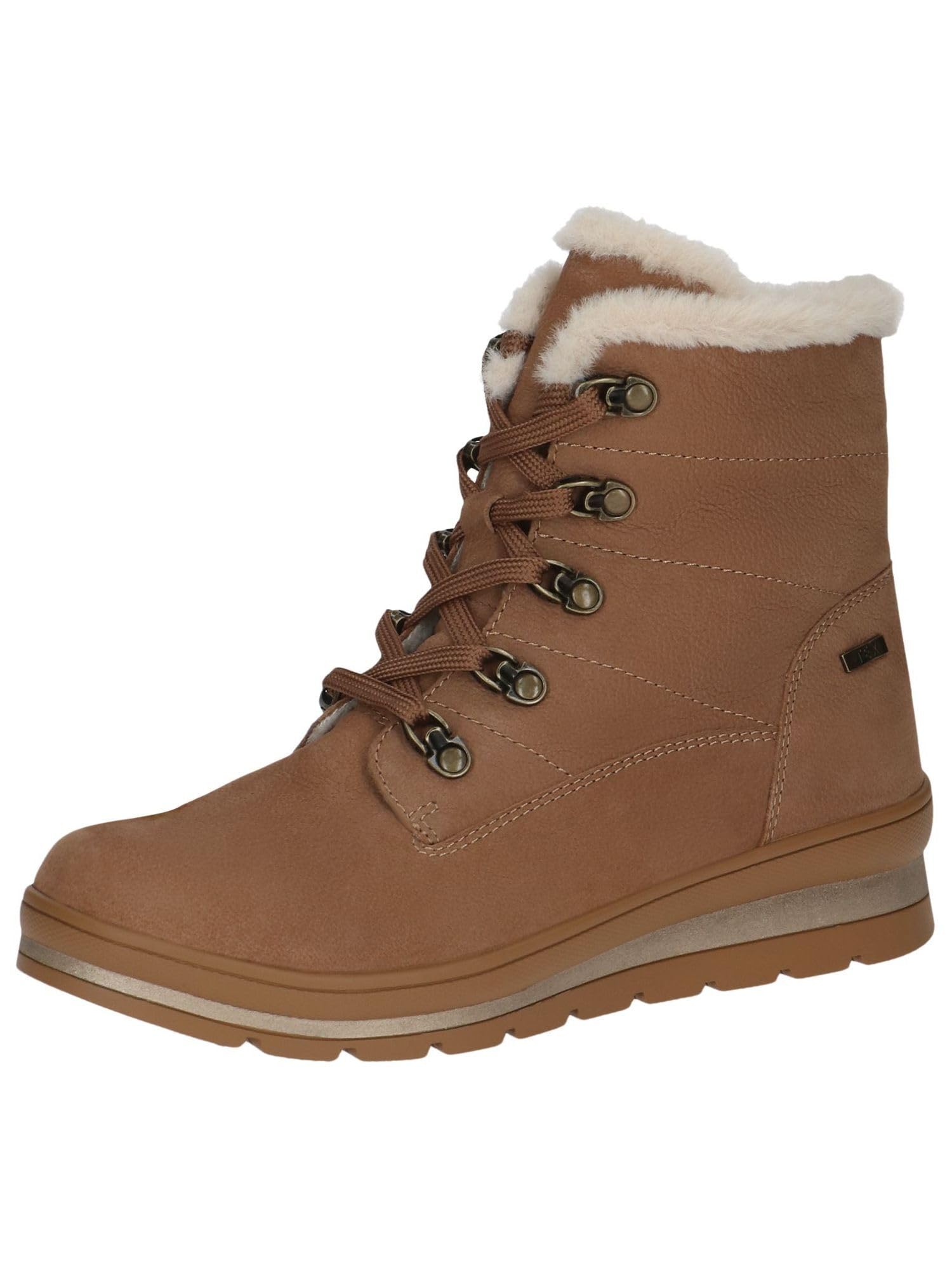 CAPRICE Women's lace-up ankle boots lined water-repellent, Brown (Nut Nubuc), 6.5 UK