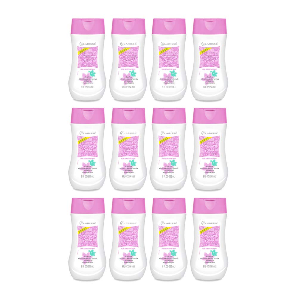 Clarisse Feminine Cleansing Wash. Intimate Cleanser for Sensitive Skin. pH Balanced and Hypoallergenic. 9 fl.oz / 266 ml. Pack of 12