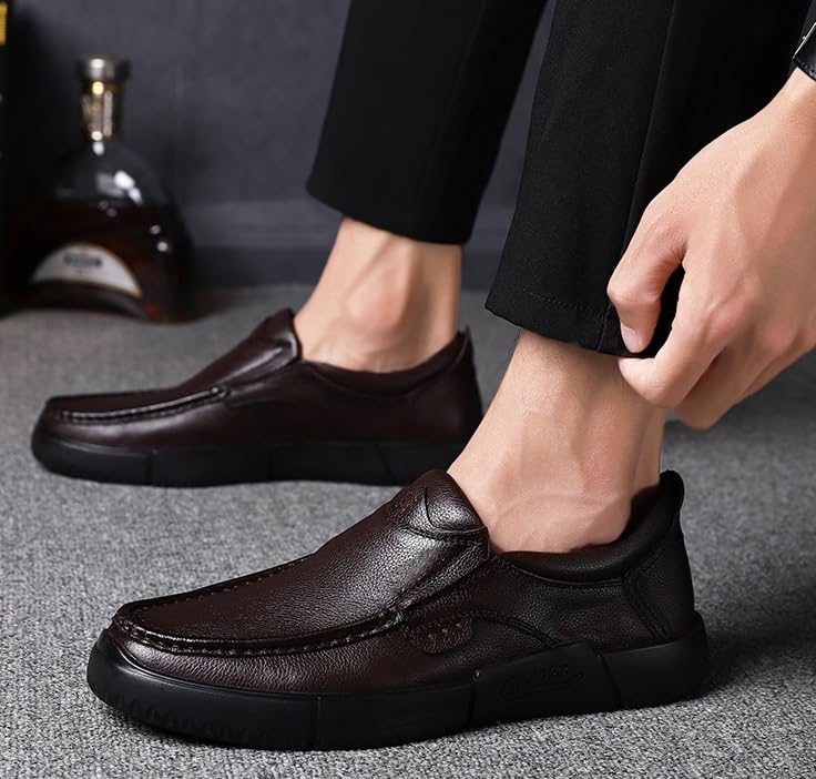Men's Genuine Leather Oxford Dress Shoes Platform Slip On Modern Business Casual Formal Comfortable Loafers2