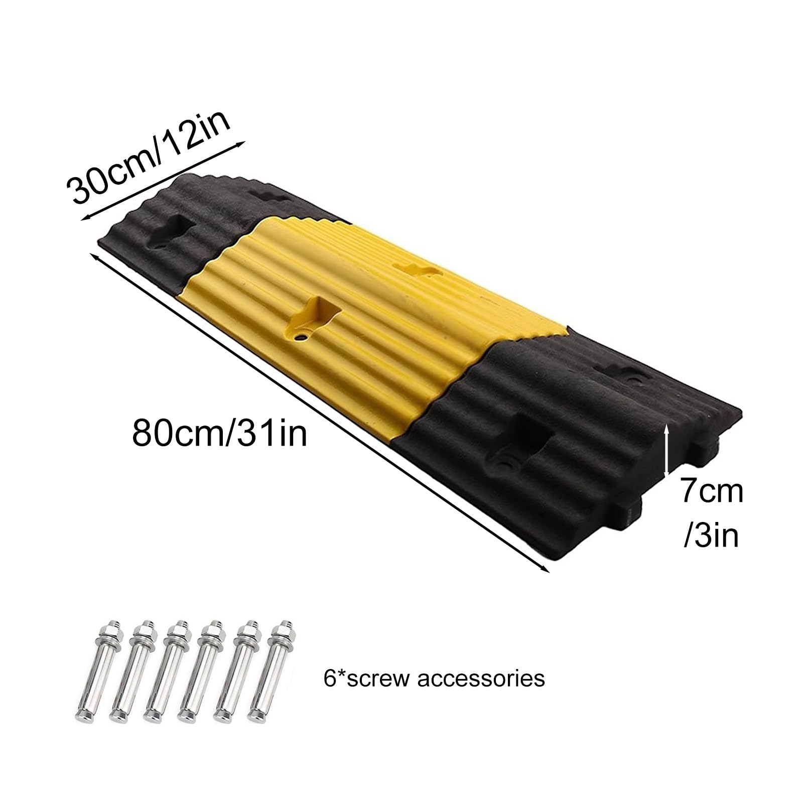 Badenes de Goma de 80 Cm, Reductor de Velocidad Modulares, Rampas Coche Empalmable de 7 Cm de Altura, Rodamiento de 50 T para Grava, Asfalto y Hormigón