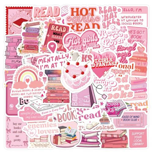 CATZUM Lot de 60 autocollants roses pour livres, stickers aesthetic, esthétiques pour Kindle, accessoire Kindle, cadeaux de livre pour femmes, filles,...