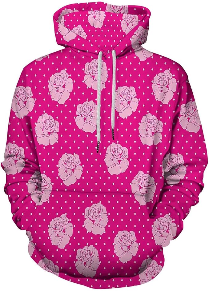 Hooded Sweatshirts Hoodies Hot Pink Beautiful Light Pink Roses for Men