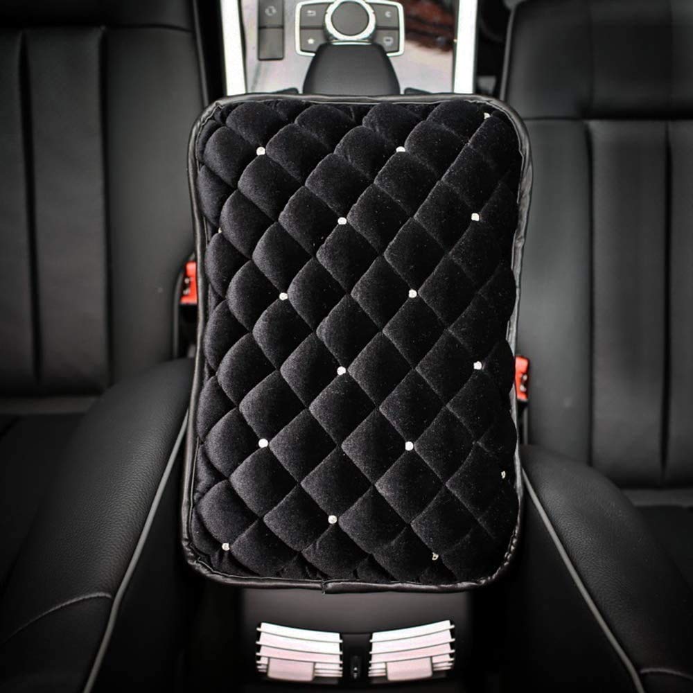 Housse De Console Centrale Voiture En Cuir Synthétique Strass - Protection Et Décoration - Taille Universelle 32.5x22.6 Cm