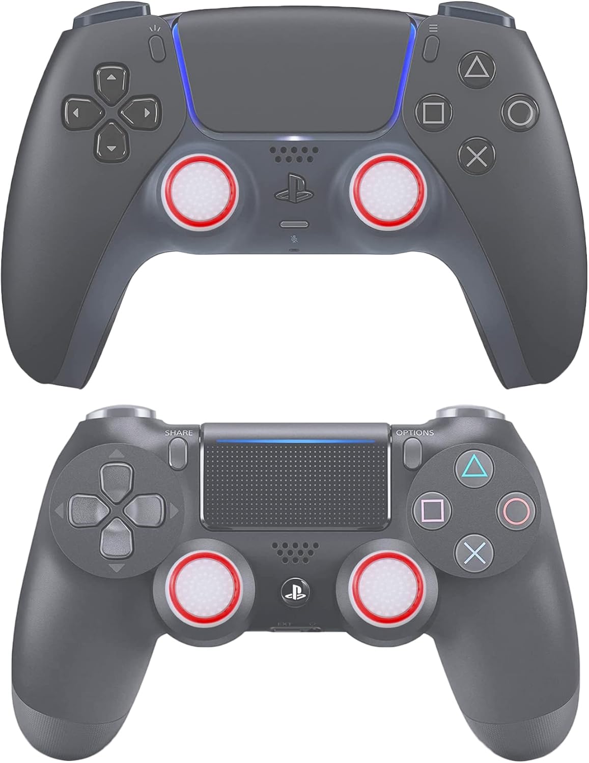 Performance Joystick Analog Stick Thumb Grips Set of 6 Compatible with PS5, PS4, Xbox Series X/S Xbox One, Switch Pro Controller White & Red