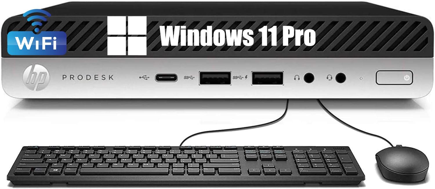 HP ProDesk 600 G3 Mini Ordinateur de Bureau, Intel Core i5-6600, 8 Go de RAM, SSD 256 Go, WiFi, Bluetooth, Clavier QWERTY américain, Windows 11 Pro (reconditionné)