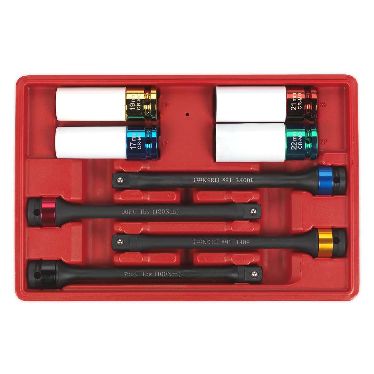Sealey Torque Stick & Wheel Impact Socket Set 8pc 1/2" Sq Drive