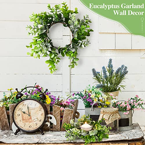 Wedding Candle Rings Eucalyptus Candle Ring Artificial Greenery Wreath Wedding Mini Eucalyptus Candle Wreaths For Pillars Farmhouse Wedding Table Party Home Decor (8 Pieces) #TOP3