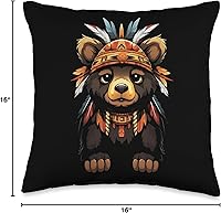 Vista 4 de Native American Day American Indian Pride Cojín de oso indígena indígena nativo americano, diseño de artes tribales, 16 x 16 pulgadas, multicolor