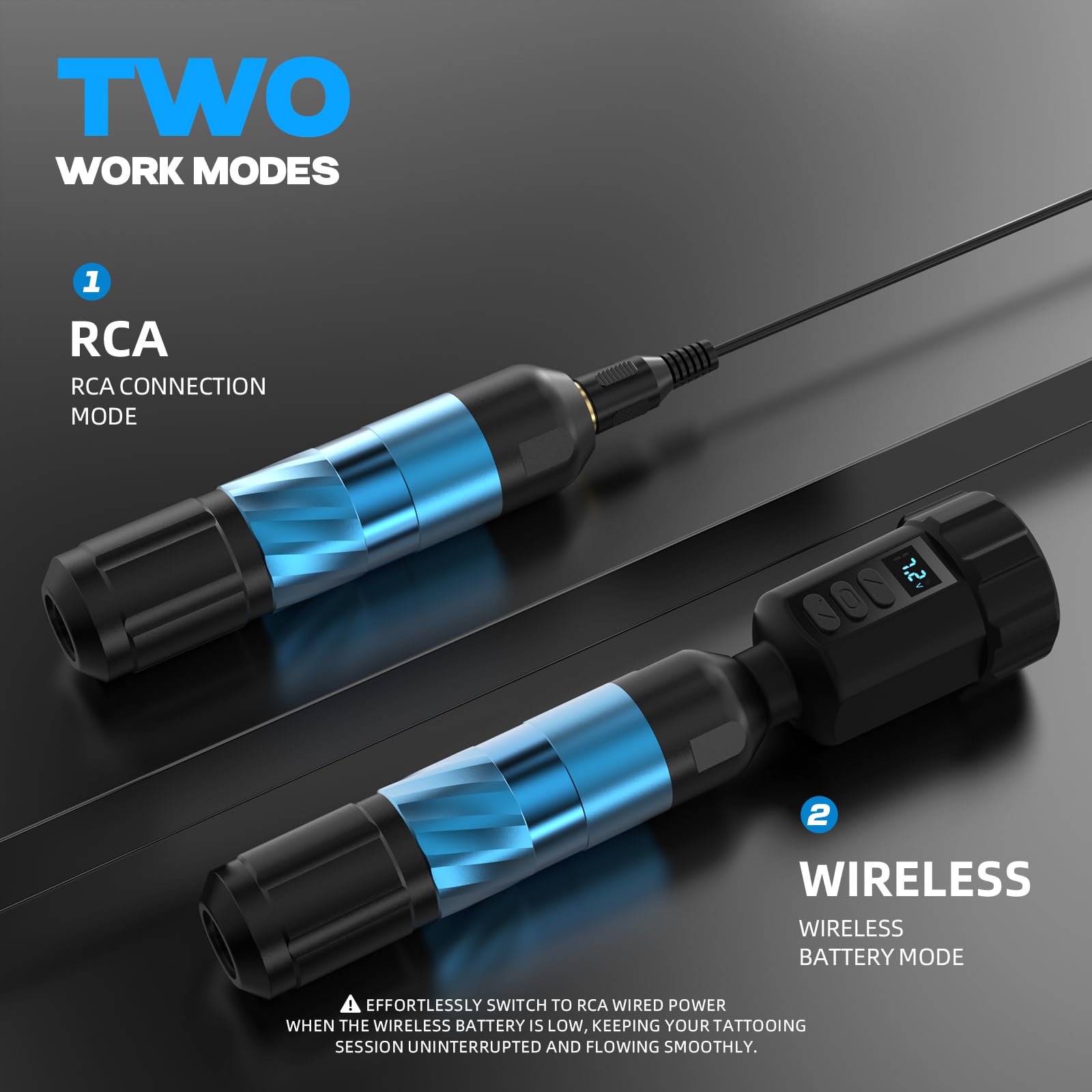 Wireless Rotary Pen Maschine Set, Kabelloses Komplett Kit mit 1500mAh LED-Digitalanzeige Akku, 20stk Cartridge, 11 Flasche Tinten für Anfänger und Profis