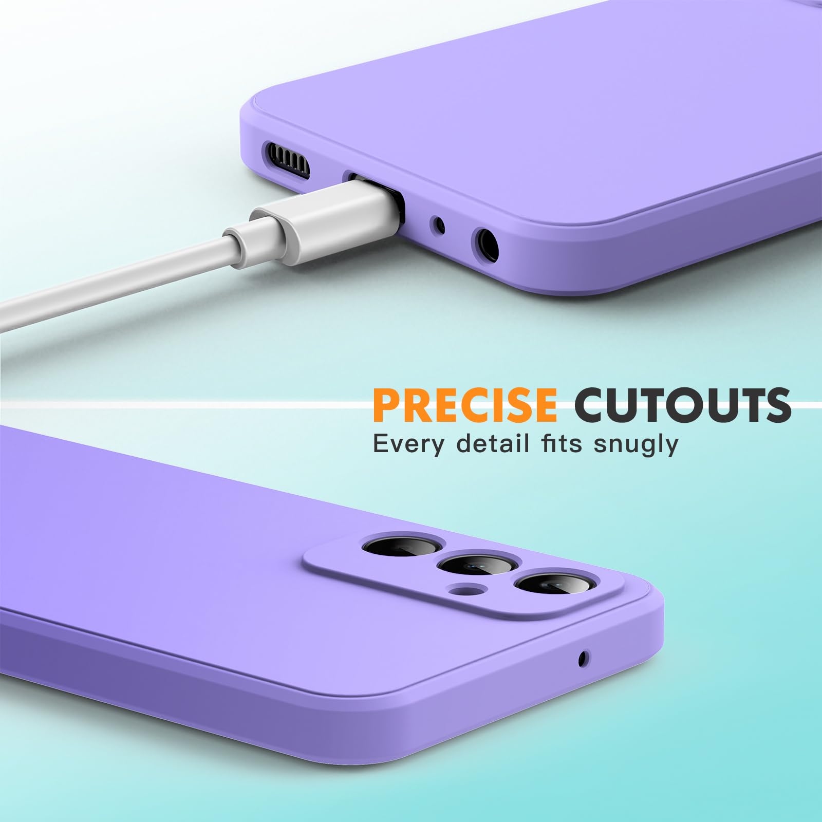 Byvuwiay Cover per Samsung Galaxy A25 5G con 2 Vetro Temperato Pellicola Protettiva, Custodia in TPU Ultra Sottile Antiurto Anti-Scratch Case, Viola