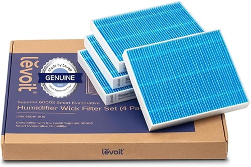 LEVOIT Paquete de 4 filtros prémium para humidificador evaporativo inteligente superior 6000S, captura eficazmente partículas y minerales grandes,