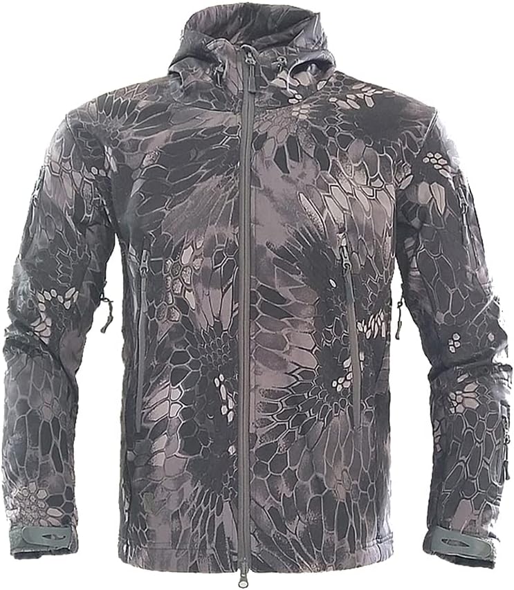 Waterdichte Herenjas met Capuchon Outdoor Winddichte Militaire Tactische Jassen met Meerdere Ritszakken (XXL,Khaki