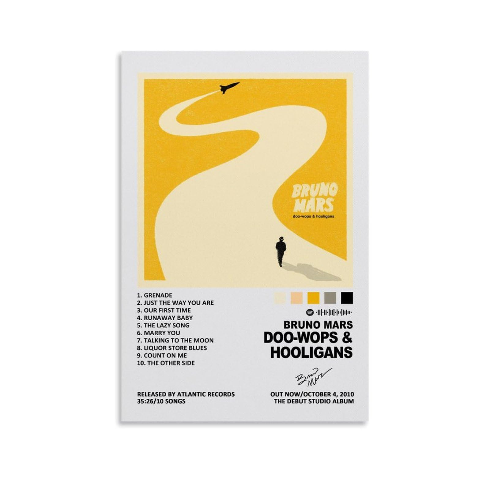 WanMuseu Bruno Poster Mars Doo-wops & Hooligans Album Cover Canvas Art Poster And Wall Art Hanging Decor for Modern Family Corridor Posters 12x18inch(30x45cm), Unframe-style-1