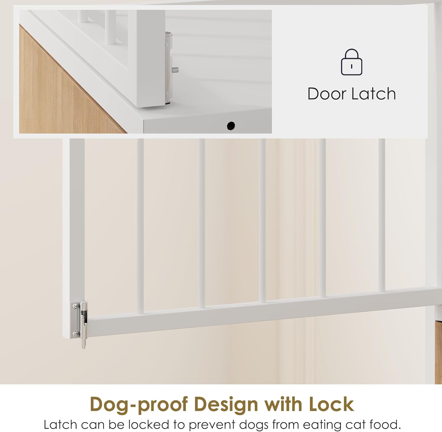 Dog Proof Cat Feeding Station, Metal Cat Feeding Station with Scratching Board, Raised Bowls for Indoor Cats, Elevated Food Bowls with Stand, Pet House Furniture (Metal White)