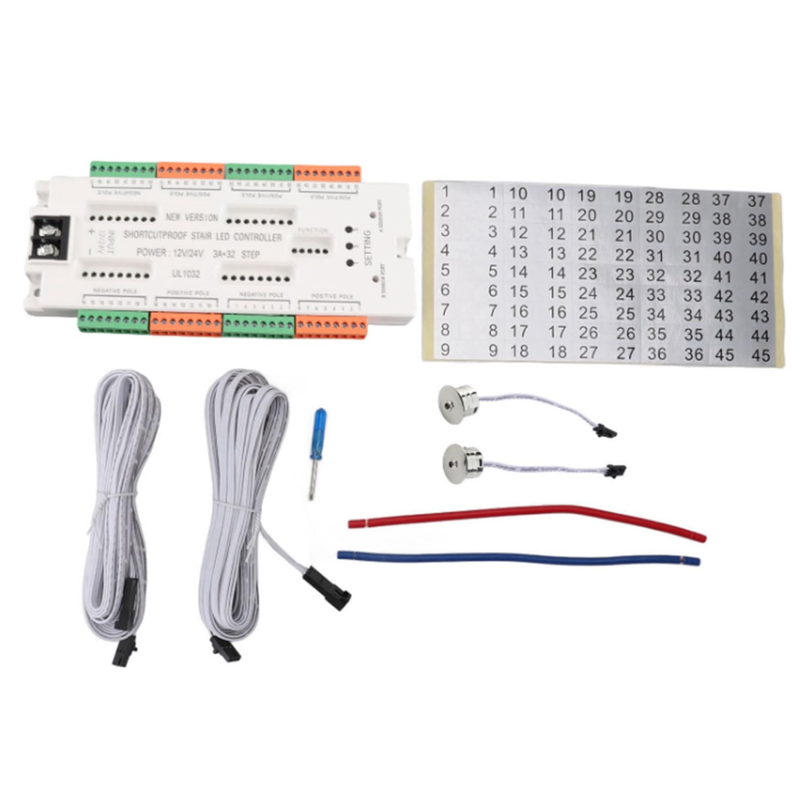 Automatic 12V 24V LED Motion Sensors 32 Channels Sensors Ladder Step Light Controller For Indoor Staircase Lighting Ladder Step Light Controller