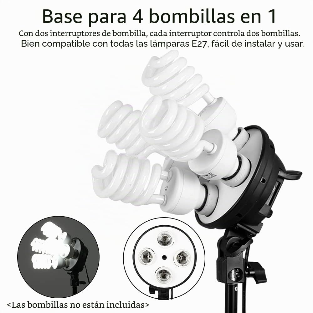 Andoer Juego de iluminación softbox 2 x 50 x 70 cm, 2 x 4 en 1, 2 trípodes de luz de 2 m, bolsa de transporte para estudio, fotografía de producto y moda, YouTube
