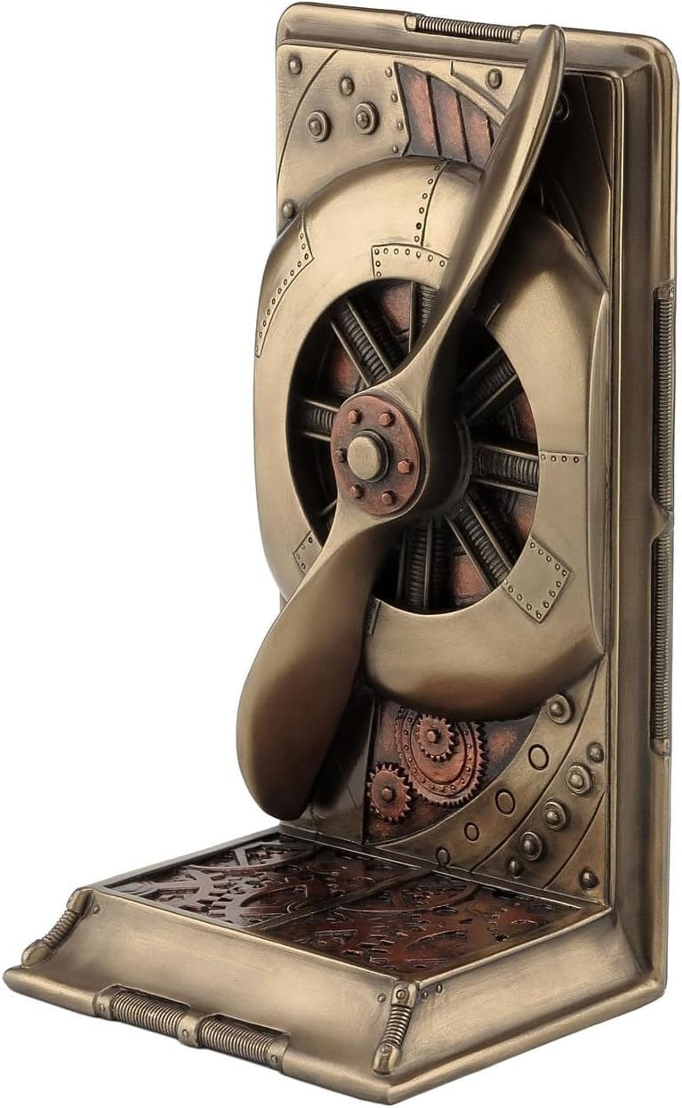 Veronese Design 8 1/8 Inch Steampunk Bronze Copper Finish Cast Resin Plane Propeller Single Bookend