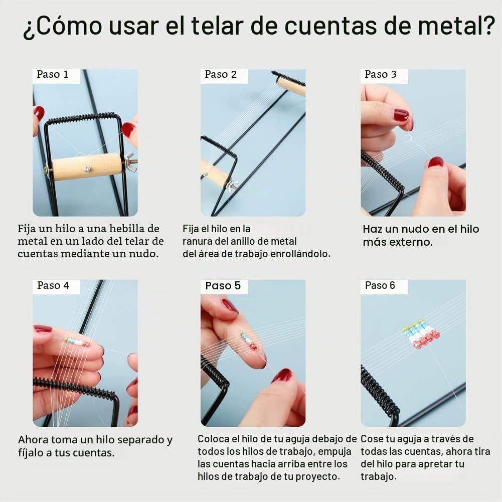 Máquina para Tejer Joyas Hechas a Mano, Kit de Telar de Metal, Juego de Abalorios para Bricolaje, Collares y Manualidades (11,6 * 2,7 * 3,5 pulgadas)