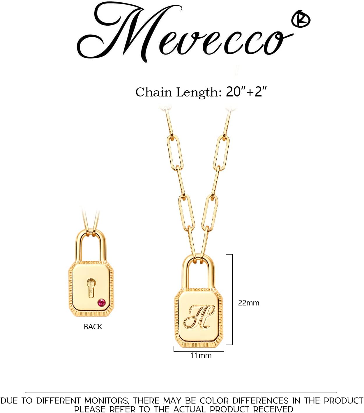 MEVECCO Gold Dainty Initial Lock Necklace 18K Gold Plated Padlock Paperclip Chain Letter Necklaces for Women Minimalist Personalized Jewelry - Image 5