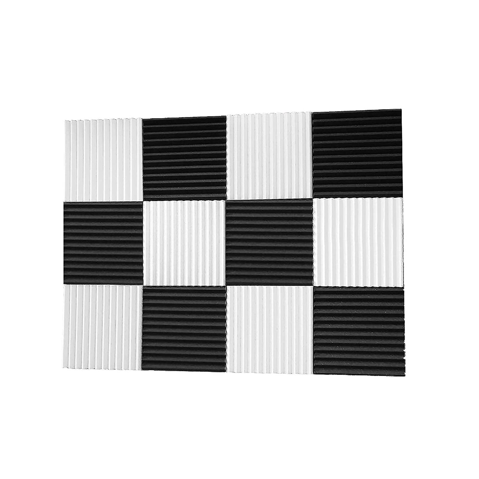 12pcs Acoustic Foam Panels Wedges Fireproof Soundproofing Foam Noise Cancelling Foam For Studios Recording Studios Offices Home 30 * 30 * 2.5cm (Color : Black+White)