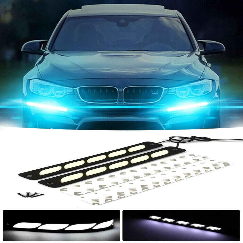 Riloer 1 coppia di luci diurne universali per auto da 12 V, luci di sicurezza impermeabili antiurto DRL fendinebbia ad alta luminosità luci di parcheggio luci targa strisce LED