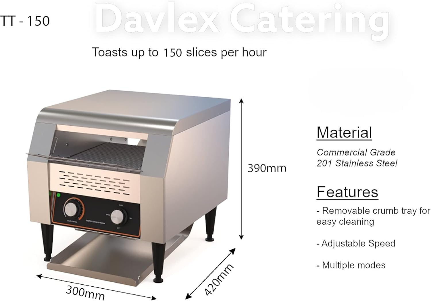 Tostapane A Nastro Commerciale Ad Alta Efficienza - 150 Fette/Ora, Macchina Rotativa per Toast Ideale per Hotel, Ristoranti, Bar E Buffet.
