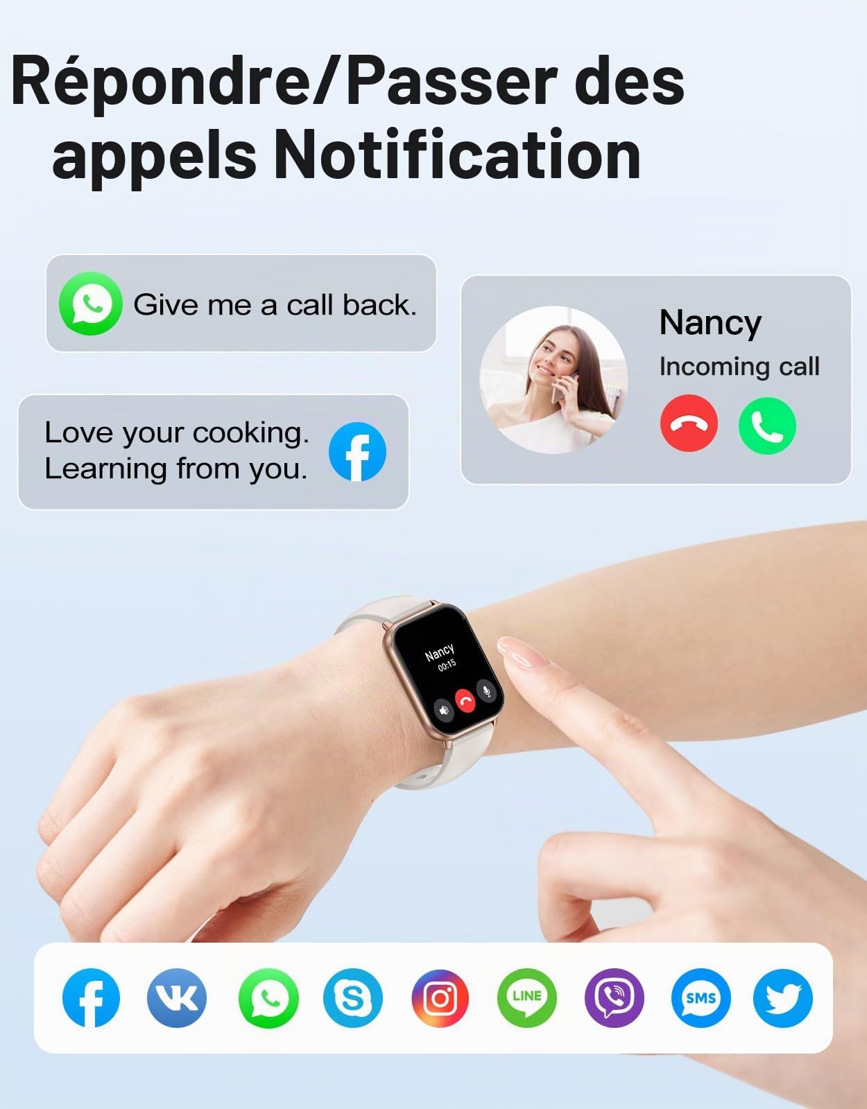 Montre Connectée Femme Homme Smartwatch Bluetooth pour Android iOS Podometre Montre Sport Cardiofrequencemetre Trackers d'activité Montre Intelligente Etanche IP68 Menstruel Musique Contrôle