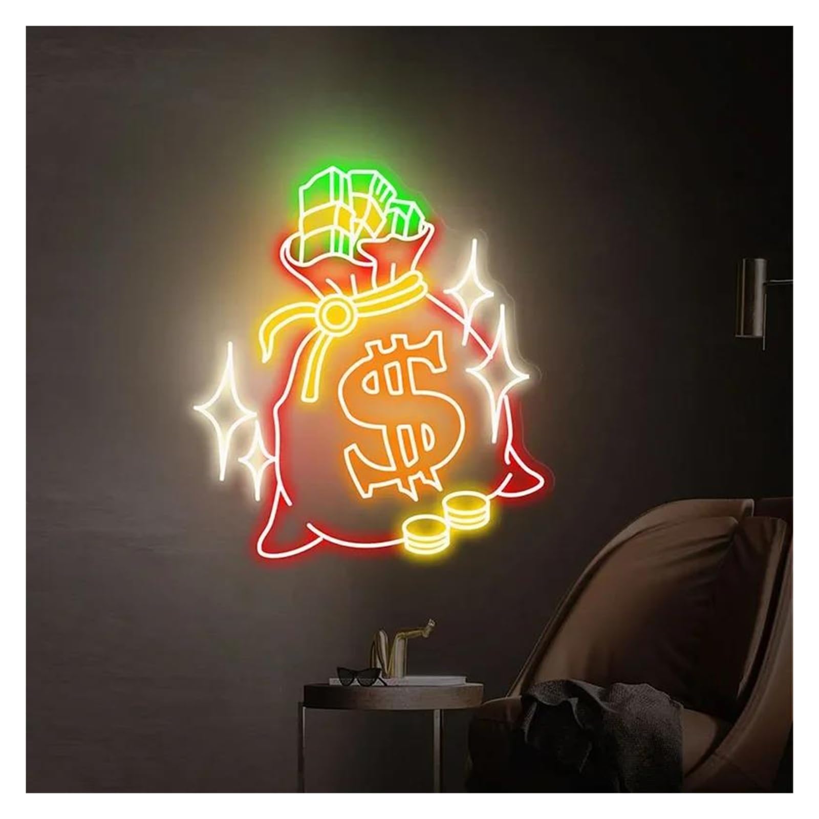 Shouxi A Sign Lamp Money Neon Sign Game Room Home Wall Decor Decoration 55Cm(A)