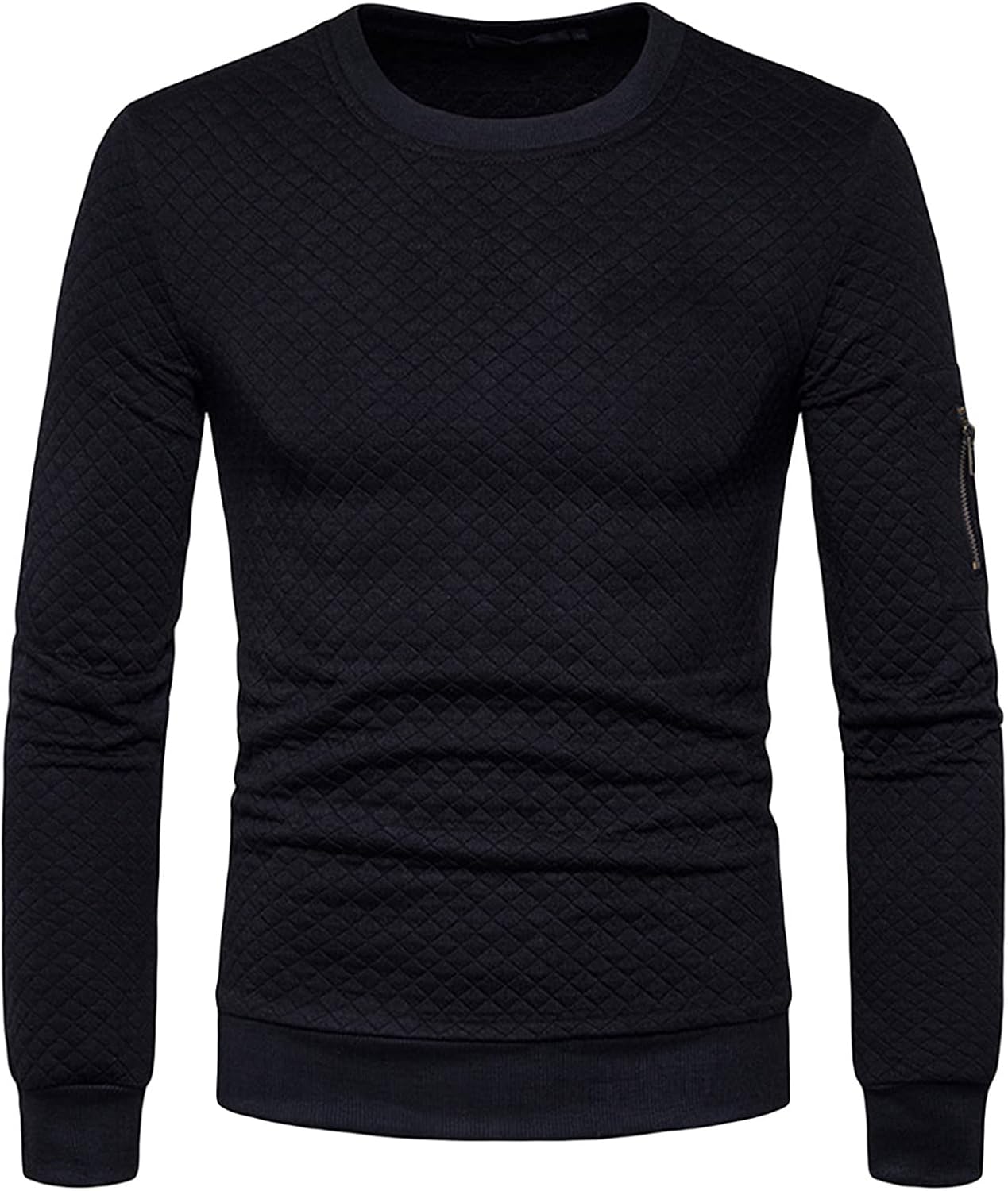 Mens Crew Neck Waffle Basic Pullover Sweaters Lightweight Casual Long Sleeve Hipster Shirt Slim Fit Color Block Top