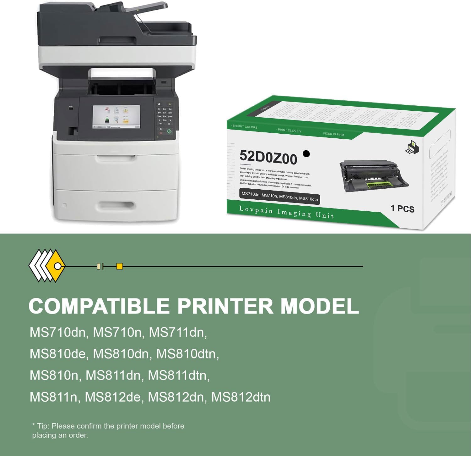 52D0Z00 Imaging Unit Toner Compatible 520Z Drum Unit Replacement for Lexmark 52D0Z00 Imaging Unit use for MX710 MX810 MX811 MX812 MS710 MS711 MS810 MS811 MS812 Printer [100,500 Pages]