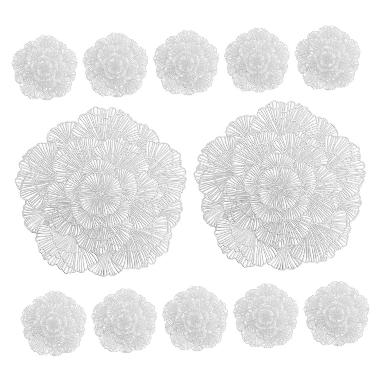 12piezas Manteles Individuales De Flores Artificiales Aislantes para Cuencos Mantel Decorativo Posavasos