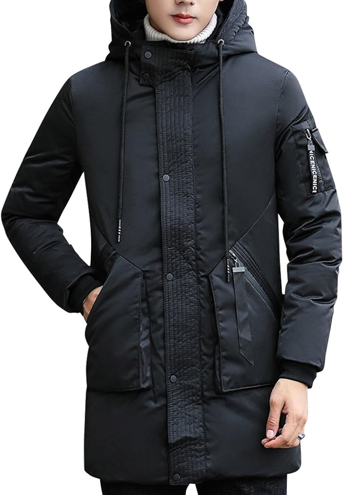 Mens Winter Casual Classic Hunting Coat with Pockets and Hooded Jacket