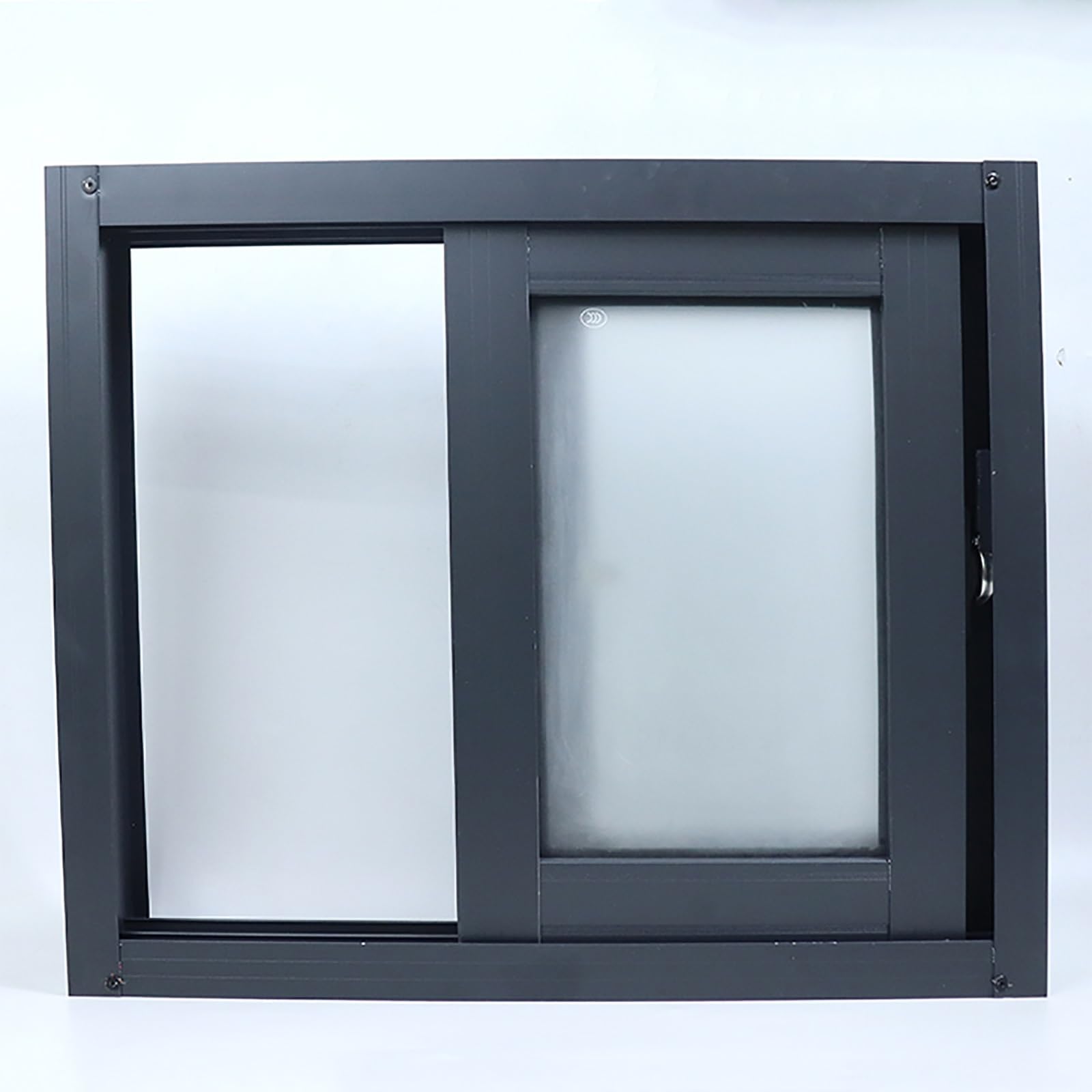 THNSAWX Basement Sliding Window with Screen, Aluminum Shed Windows Replacement, Gray Household Bathroom Window, Tempered Frosted Glass(H40xW60cm/H15.7xW23.6in)