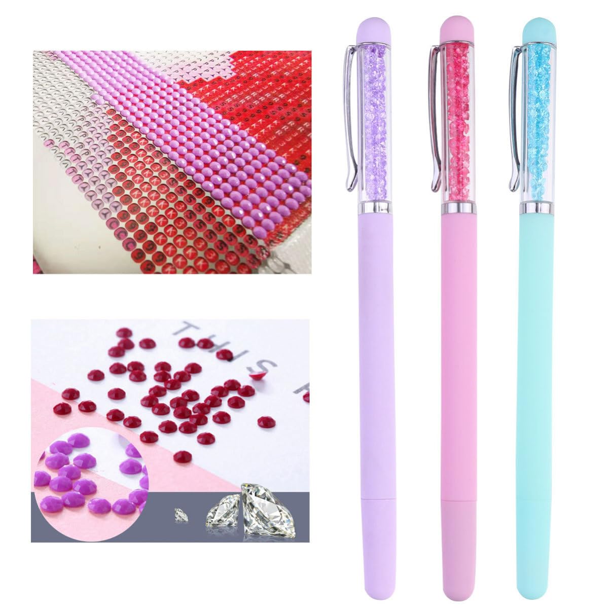 3pcs Rhinestones Picker Dotting Pen, Reusable Plastic