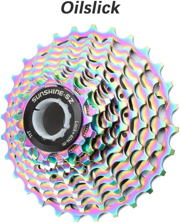 DJC Road Bike HG Freewheel Cassette 11s 12 Speed 11-28 32 34 36T Ultralight for HG Interface Sunshine-SZ Oilslick(Silver, 11s-11-34T)