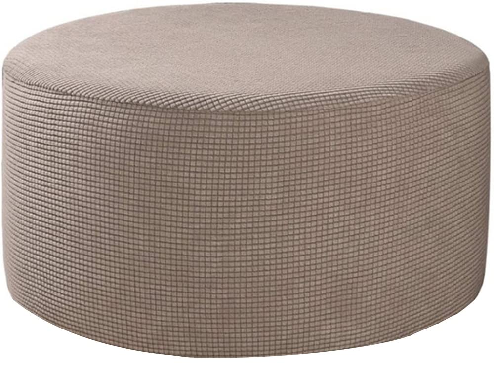 Velvet Ottoman Slipcovers /Cover ，Round Stretch Footstool Cover, With Elastic Bottom ， Modern Dustproof Foot Stool Covers Removable Washable Large Anti-Slip Pouffe Cover ( Color : A21 , Size : 50-58cm