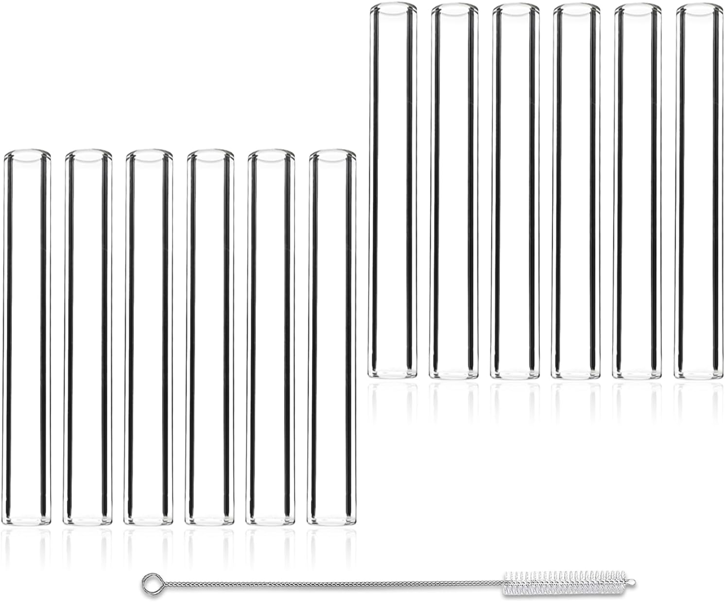 12 Pcs 5 Inches Gtysmox Transparent Borosilicate Glass Tubes, 10mm Diameter 1.5mm Thickness Glass Tubing with 1 Cleaning Brush for DIY Making Glass Crafts