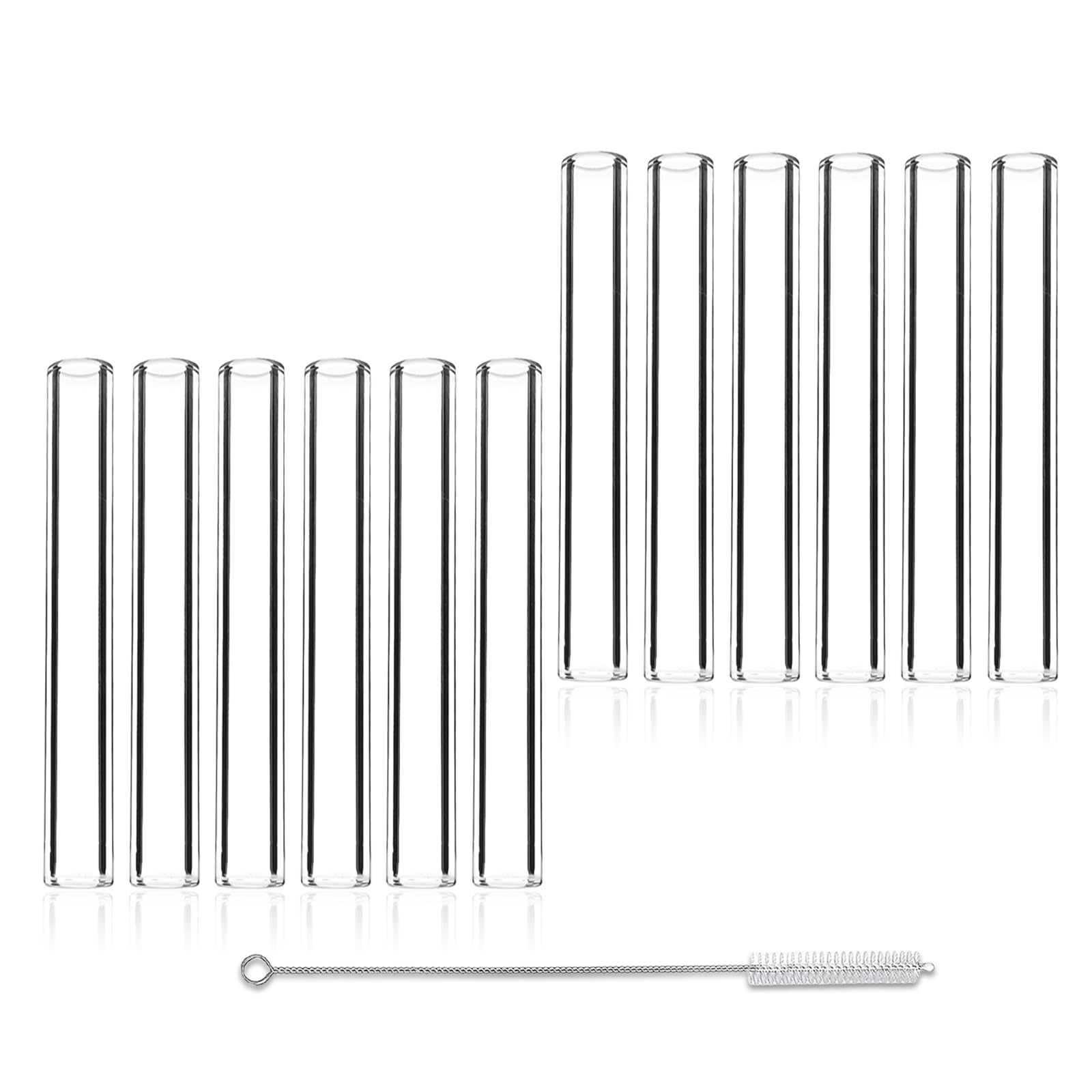 4 Inches 12 Pcs Transparent Borosilicate Glass Tubes, 10mm Diameter 1.5mm Thickness Glass Tubing with 1 Cleaning Brush for DIY Making Glass Crafts
