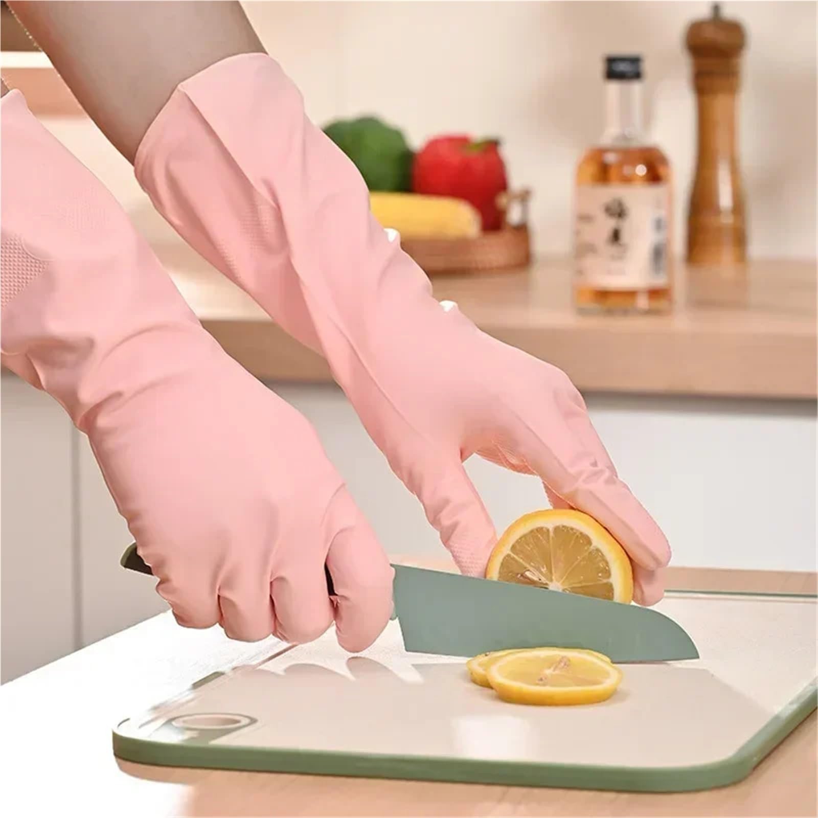 Guantes Limpieza Guantes for lavar platos extra largos y gruesos, antideslizantes, resistentes al desgaste, for cocina, tareas domésticas, limpieza, lavado de coches, ropa, goma
