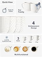 Vista 5 de LE TAUCI Tazas de café de 16 oz, juego de tazas de cerámica, tazas con relieve para café con leche, té caliente, capuchino, moca, cacao, aptas