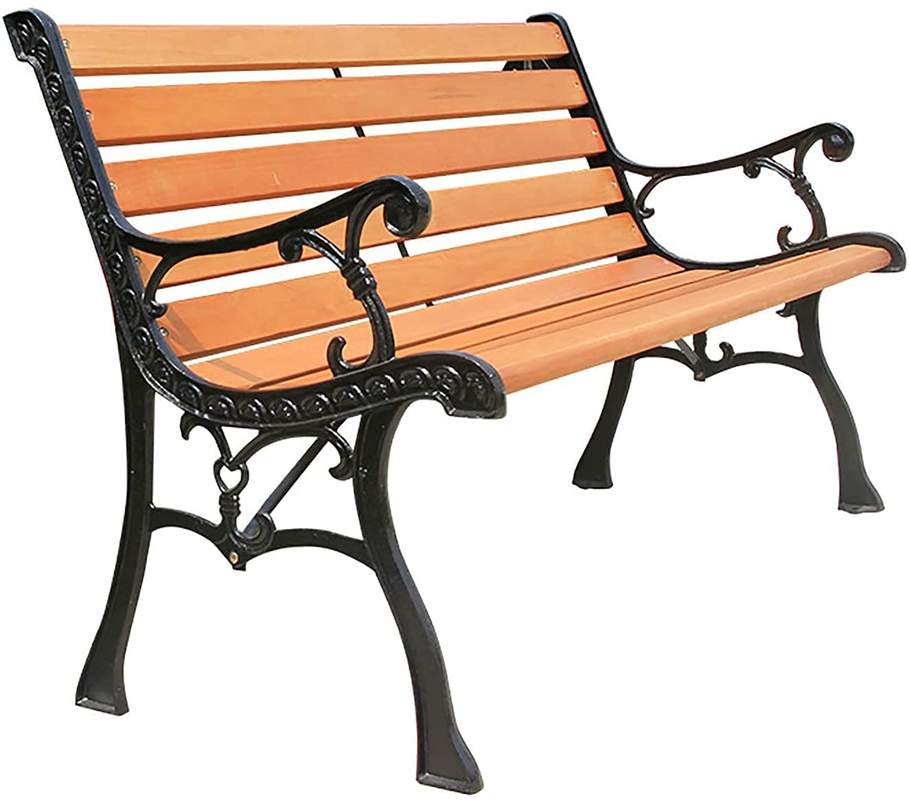 AYCDL Patio Bench Outdoor Bench Park Bench Furniture Park Chair Outdoor Solid Wood Bench Leisure Cast Iron Bench Seat with Backrest and Armrests Weatherproof Retro