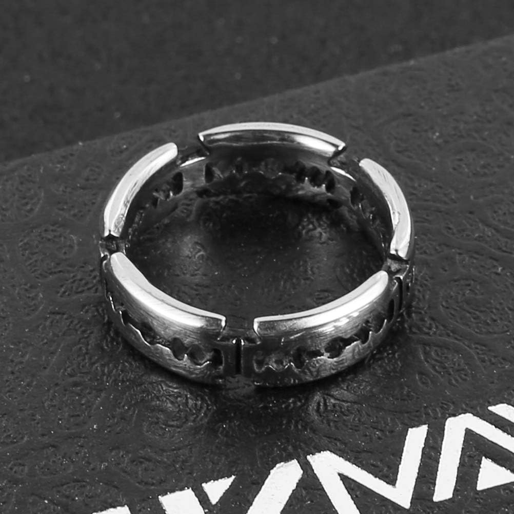 HZMAN Men's Punk Stainless Steel Silver Gothic Double Edge Blades Ring Bands - Image 4